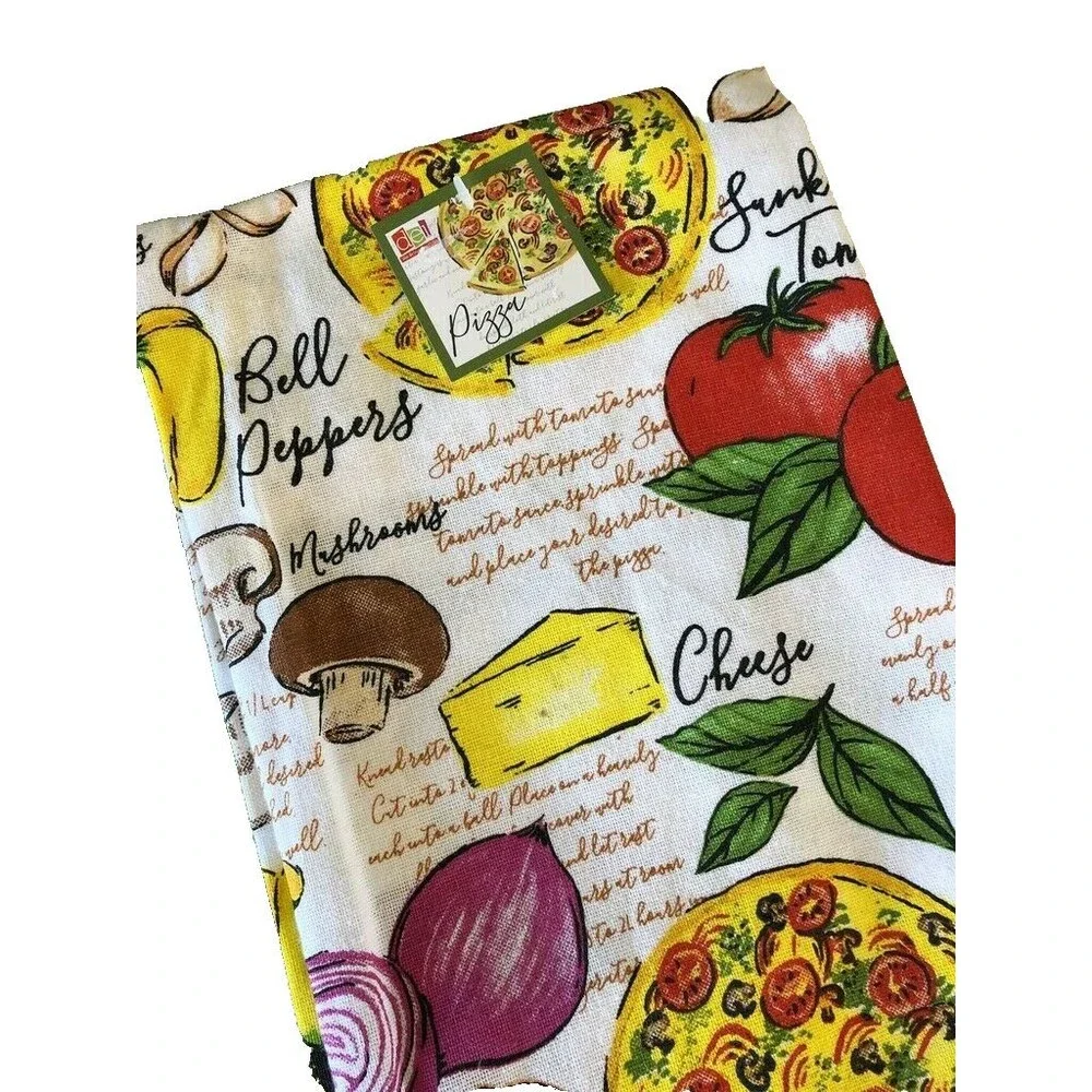 DEI Pizza Italian Cooking Kitchen Dish Towels Italian Night 17x 28